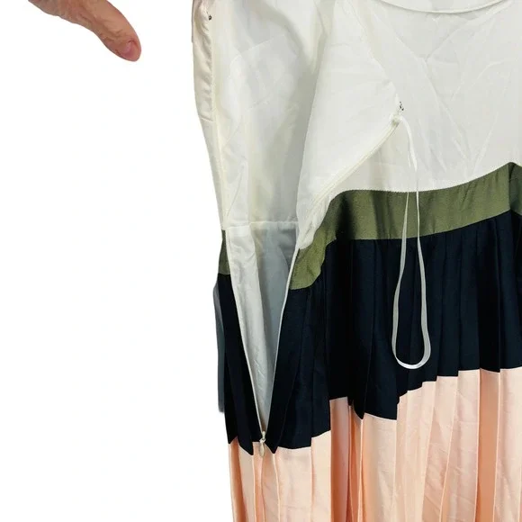 NWT Banana Republic Colorblock Pleated Midi Dress Citron Mix Size 4 - Picture 6 of 10